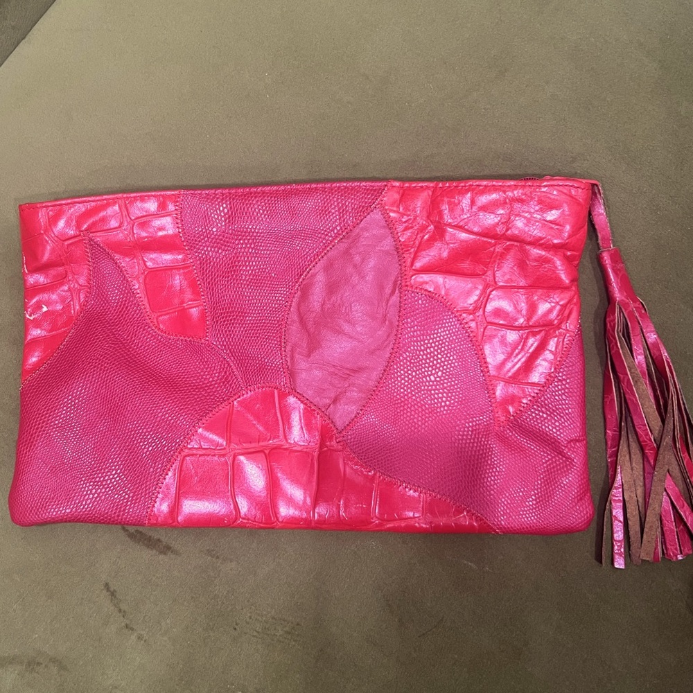 CROCODILE and SNAKESKIN embossed clutch